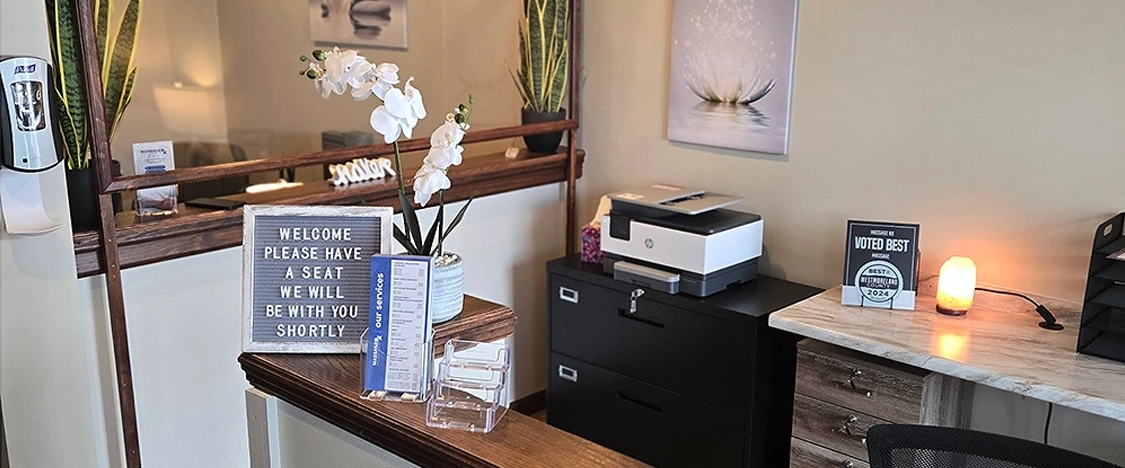 receptionist office desk with filing cabinet